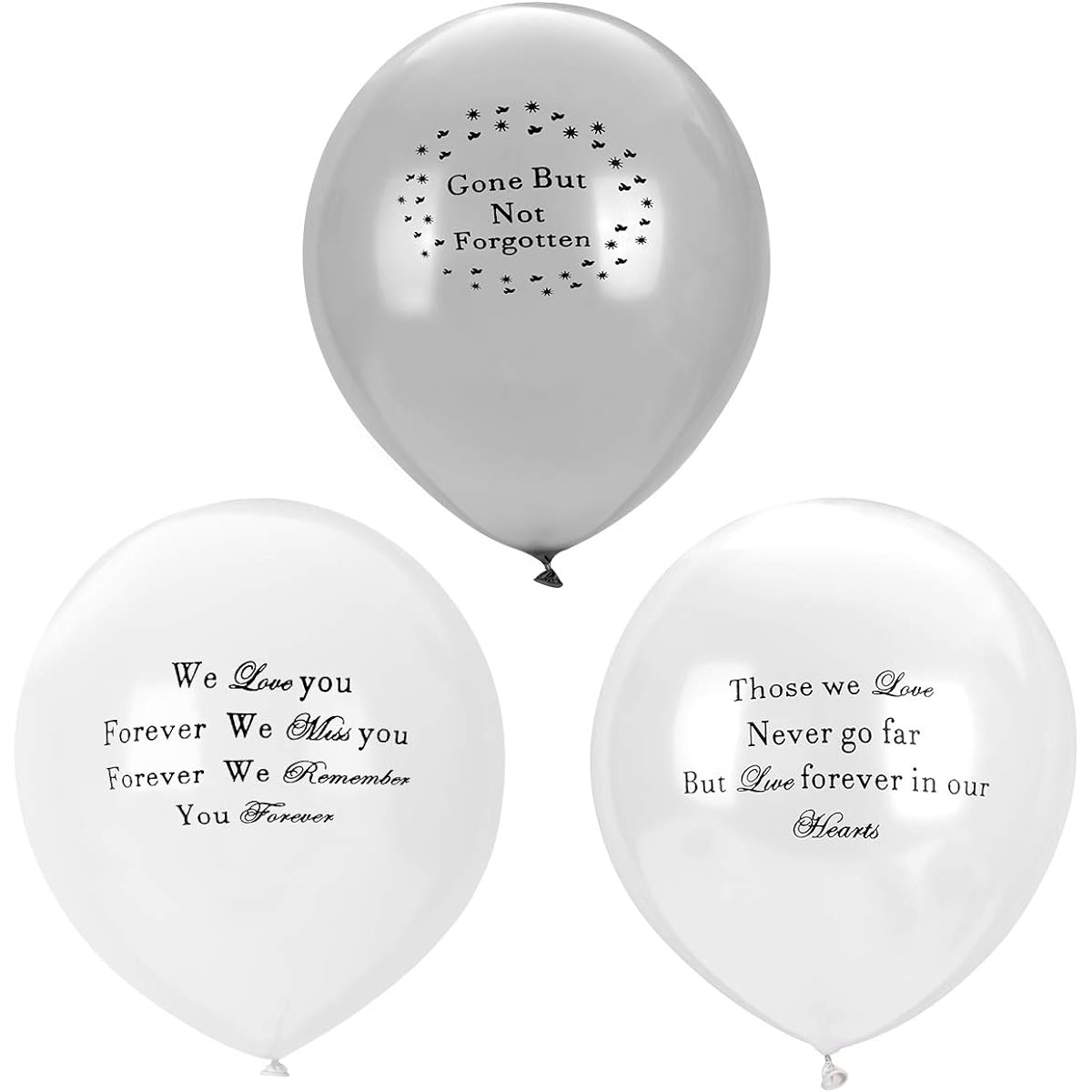 Lohoee 90pcs Memorial Balloons Funeral Memories Balloons Eco-Friendly Latex Balloons for Death Release and Funeral Decorations