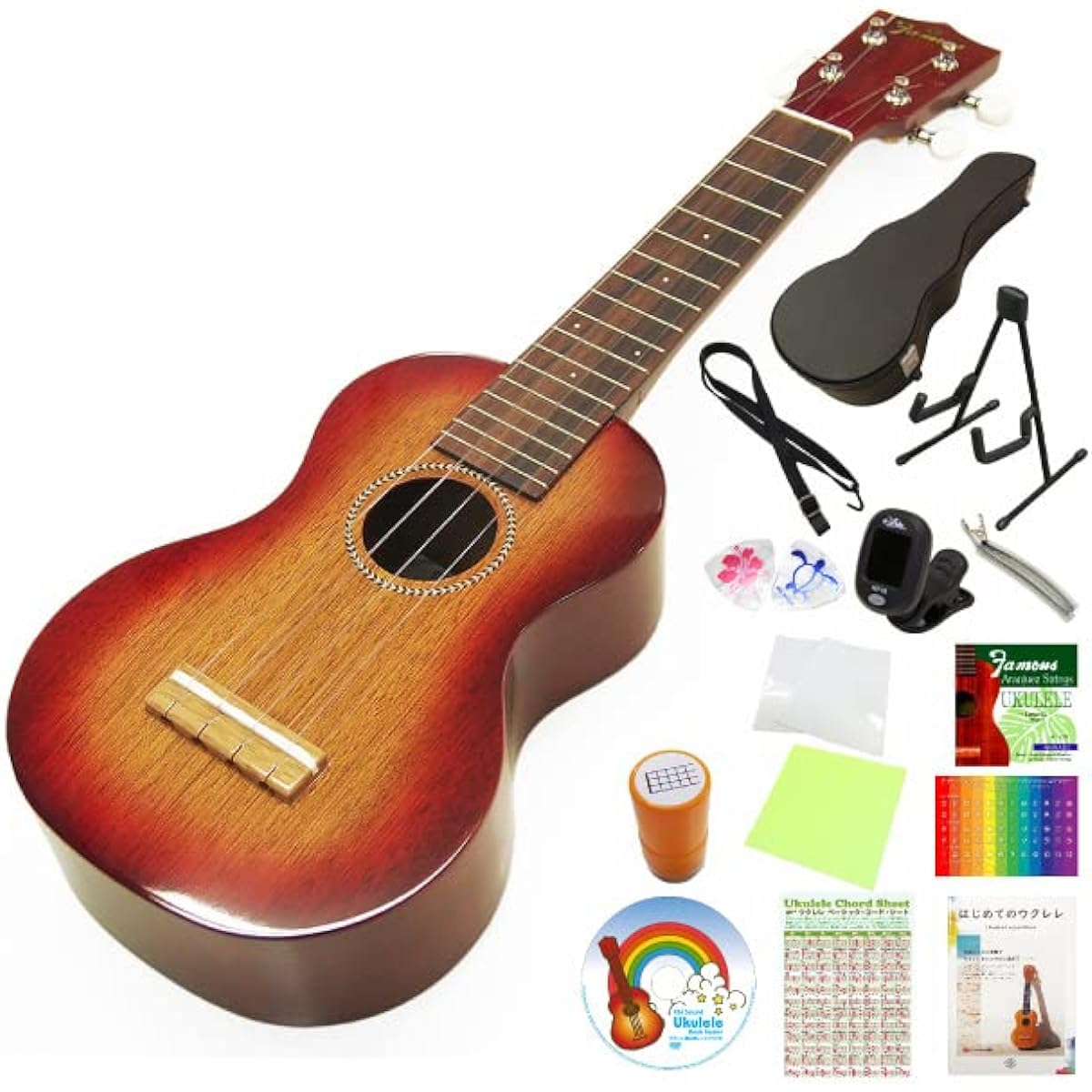 Famous Domestically Produced Ukulele FS-7G Soprano High-Grade 15-Piece Set with Hard Case Mahogany High Gloss (Reliable Made in Japan) (Sweet Tone) (u)