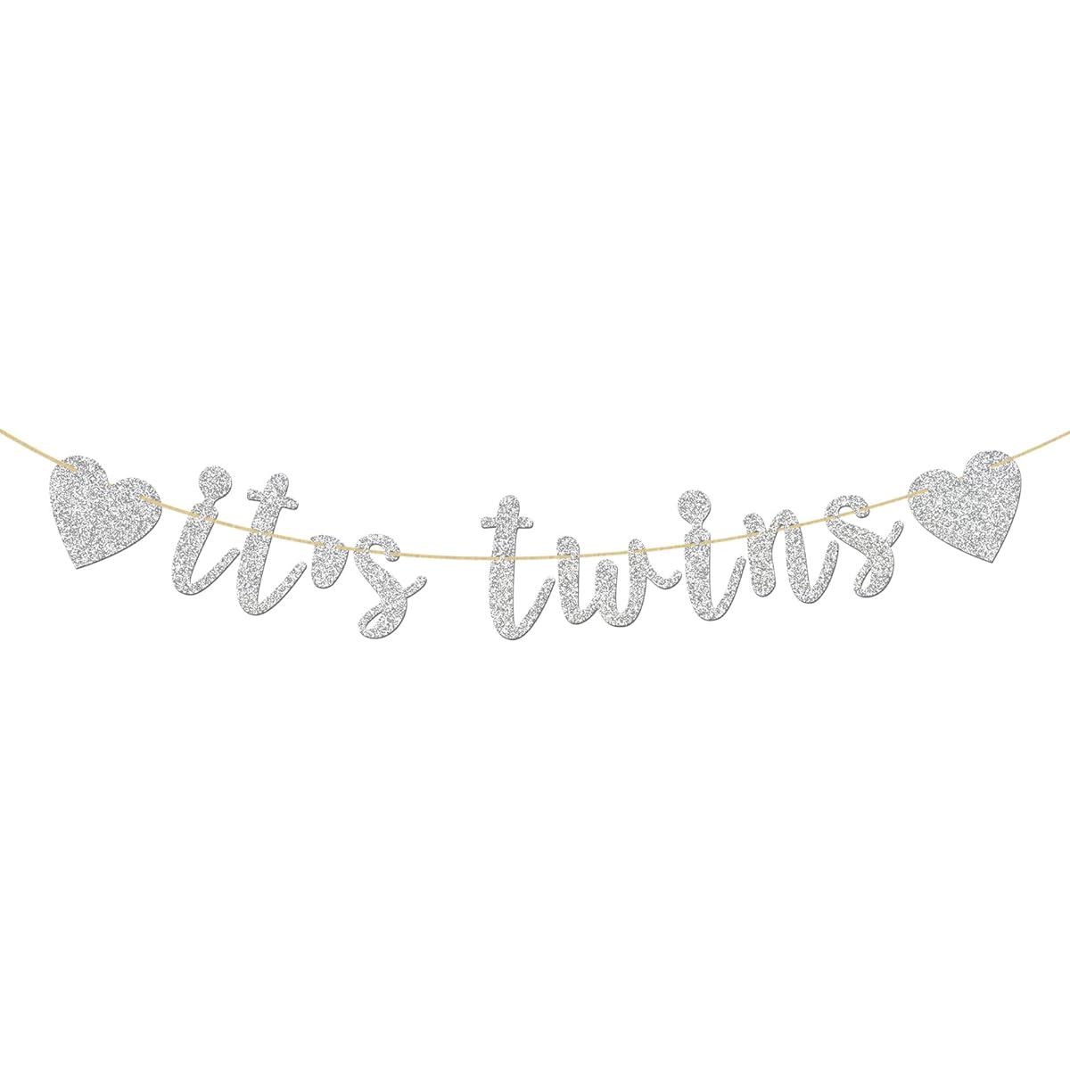 Glitter Silver "It's Twins" Banner Baby Shower Baby's First Birthday Banner Baby Birthday Party Decorations