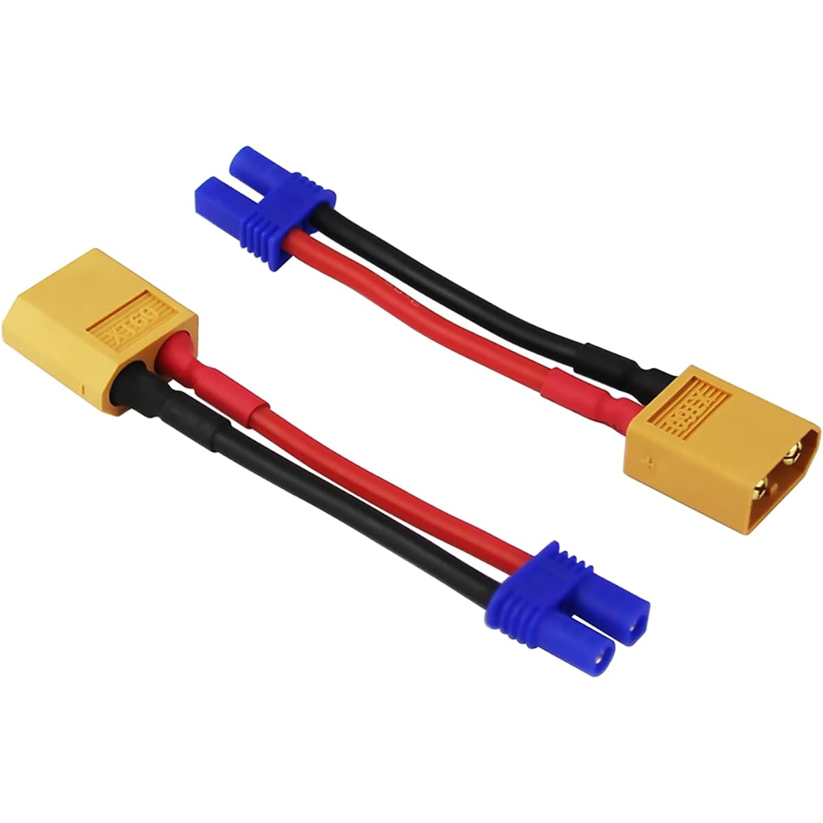 rflaueo XT60 to EC2 Male Female RC Connector Adapter with 4pcs 16awg 2" Wires (E30-4)