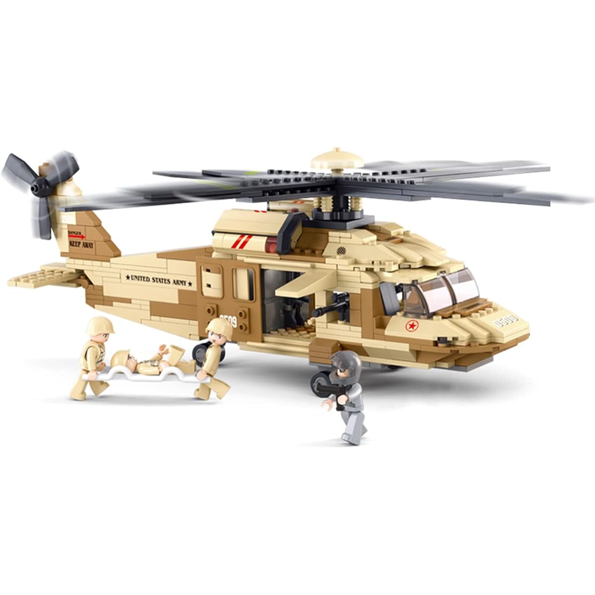 DAHONPA UH-60L Medium Utility Helicopter Black Hawk Military Army Airplane Building Brick Set 4 Figures 439 Pieces Air Force Building Blocks Toys Gifts for Kids and Adults