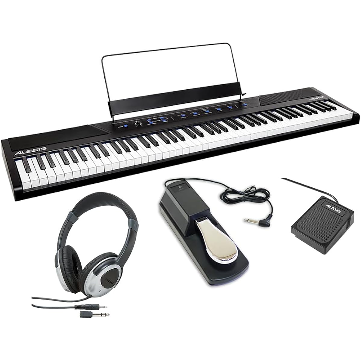 ALESIS Concert Professional Pedal + Headphone Set Digital Piano Full-size Semi-weighted 88 Keys Alesis