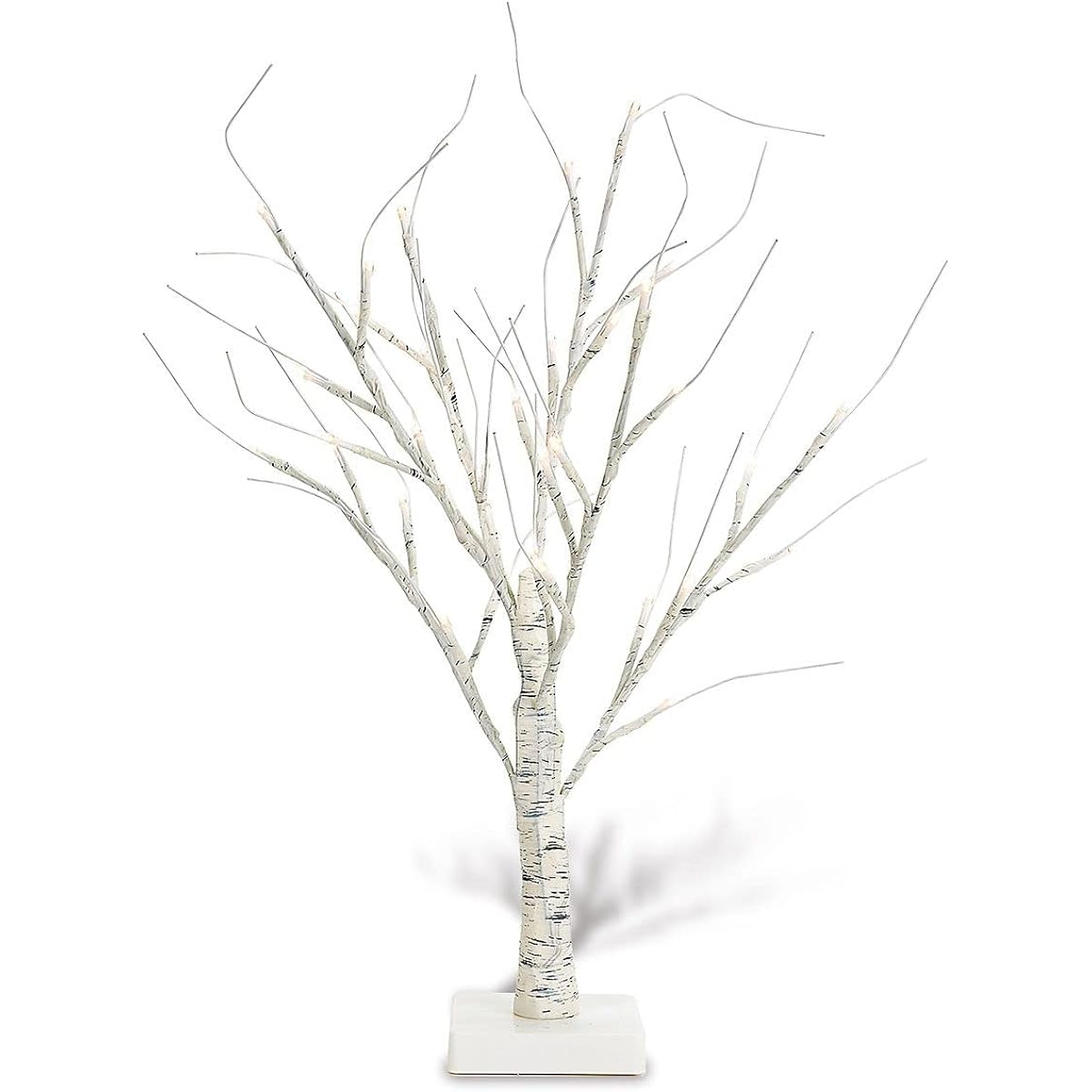 White Twig LED Tabletop Holiday Tree - 15" LED Light & Timer Mini Ornament Centerpiece Decor for Home Valentine Easter Christmas