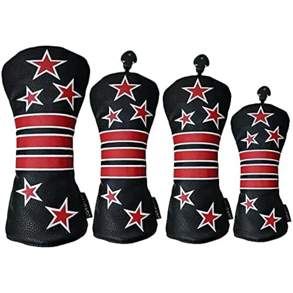 Golf Head Cover Driver Cover 2 Wood Covers Utility UT Cover 4 Piece Set with Conversion Doug Hoshi Line