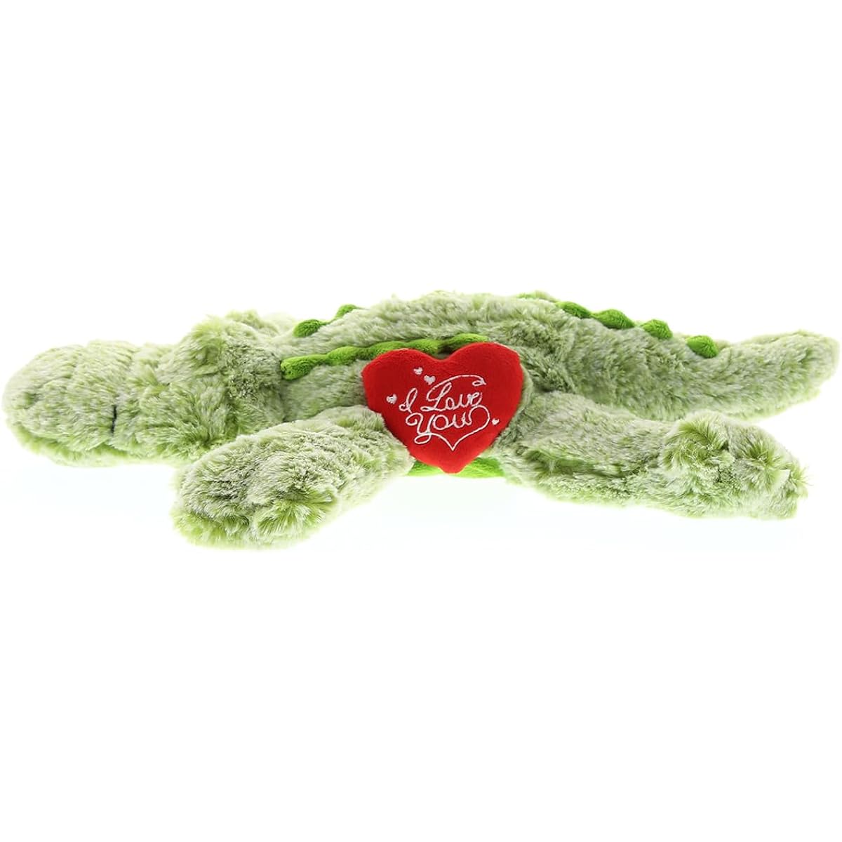 DolliBu I Love You Valentine Plush Toy Large Alligator Leather - Cute Soft Cuddly Stuffed Animal with Red Heart for Valentine's Day, Birthday Gift, Anniversary, Romantic Date - 16.5 Inch