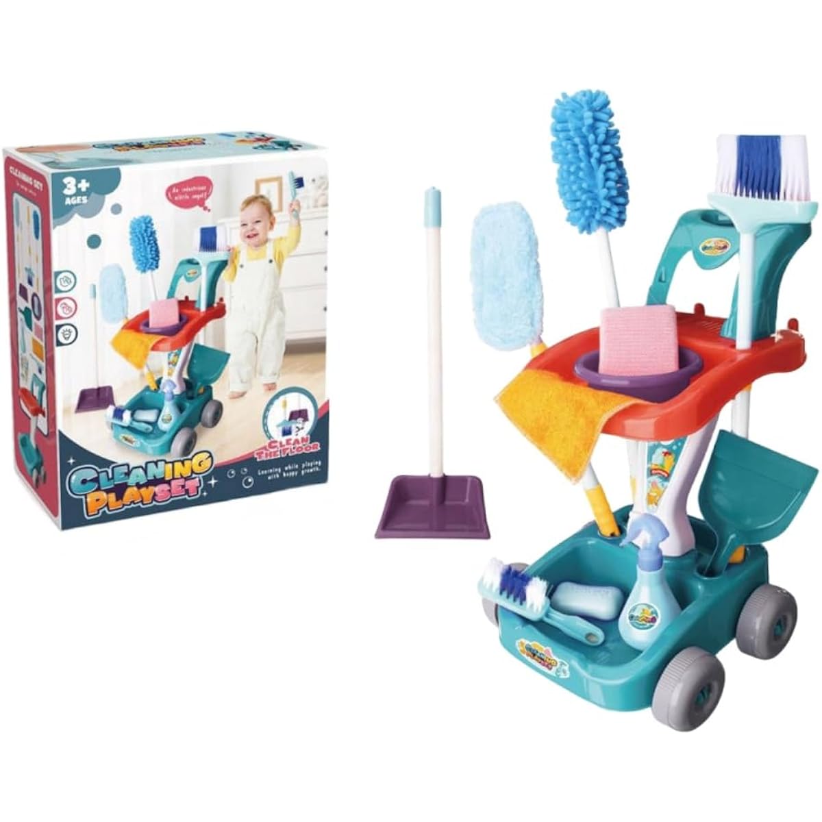 Sariny Children's Housework Toys, Pretend Play Cleaning Toys, Housework Supplies, Pretend Play Cleaning Set for Children, Early Childhood Educational Simulation, Cleaning Tool Set, Cleaning Set, Pretend Cleaning, Housework Pretend Supplies (A)