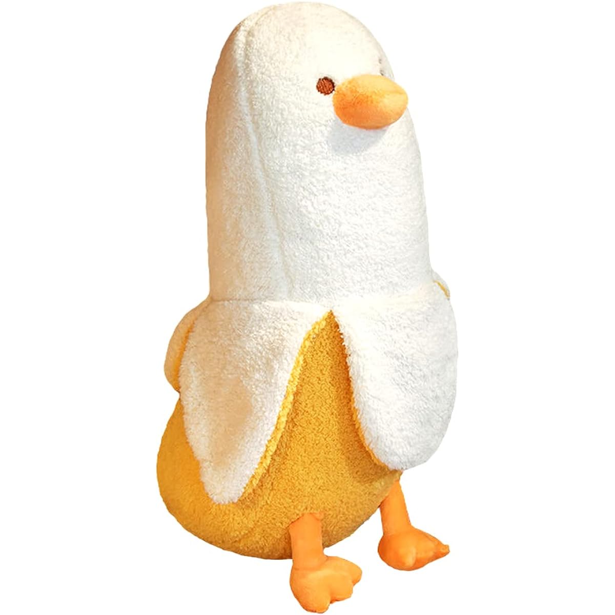 MDXMY Banana Duck Plush Toy Cute Duck Stuffed Animal Plush Doll Toy Soft Body Pillow (White, 27.5 inches)