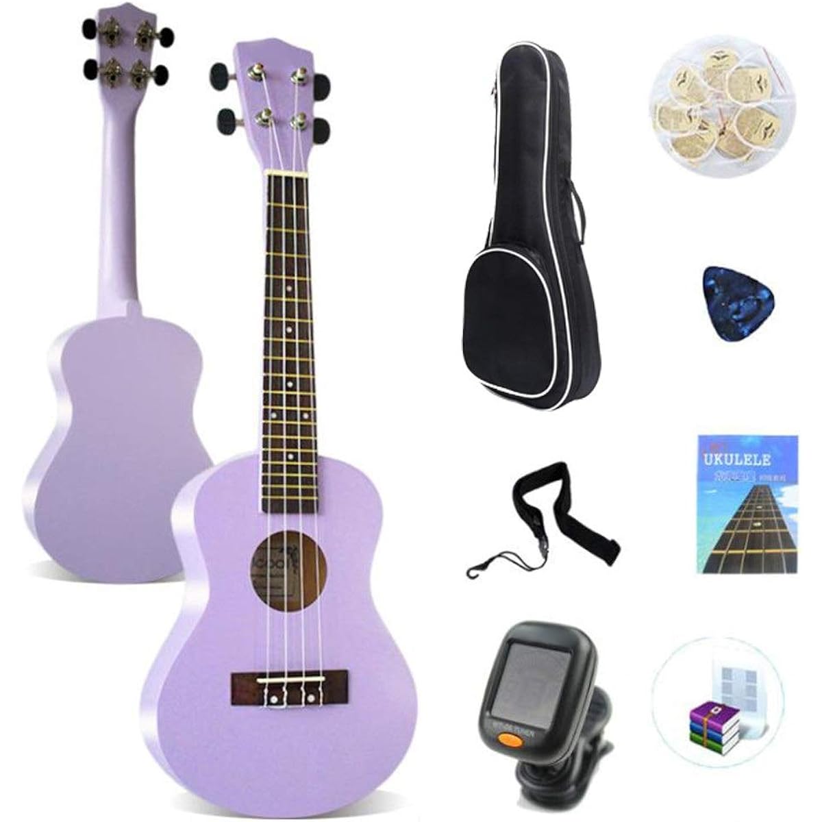 Ukulele 23 Inch Concert Ukulele Uke Hawaii Kids Guitar Gig Bag Pickup Tuner and 1 Extra String for Children Students Beginners with Ukulele Bag (Color: Purple, Size: 23 inches)
