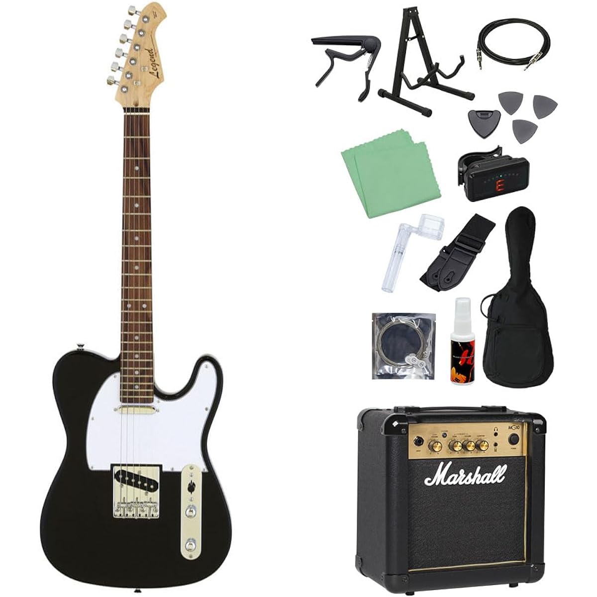 LEGEND LTE-Z Electric Guitar Beginner 14-piece Set [With Marshall Amplifier] BK Telecaster Type Legend