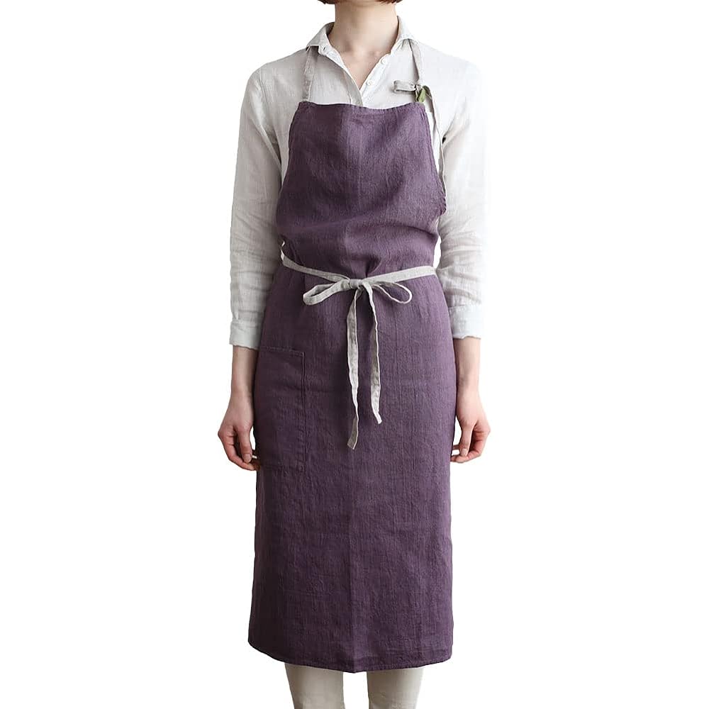 [Lino e Lina] Lino Elina Apron Full Apron Manon A611 Flux Women's Men's Kitchen Plain Linen Hemp Simple Long Length Gift Present