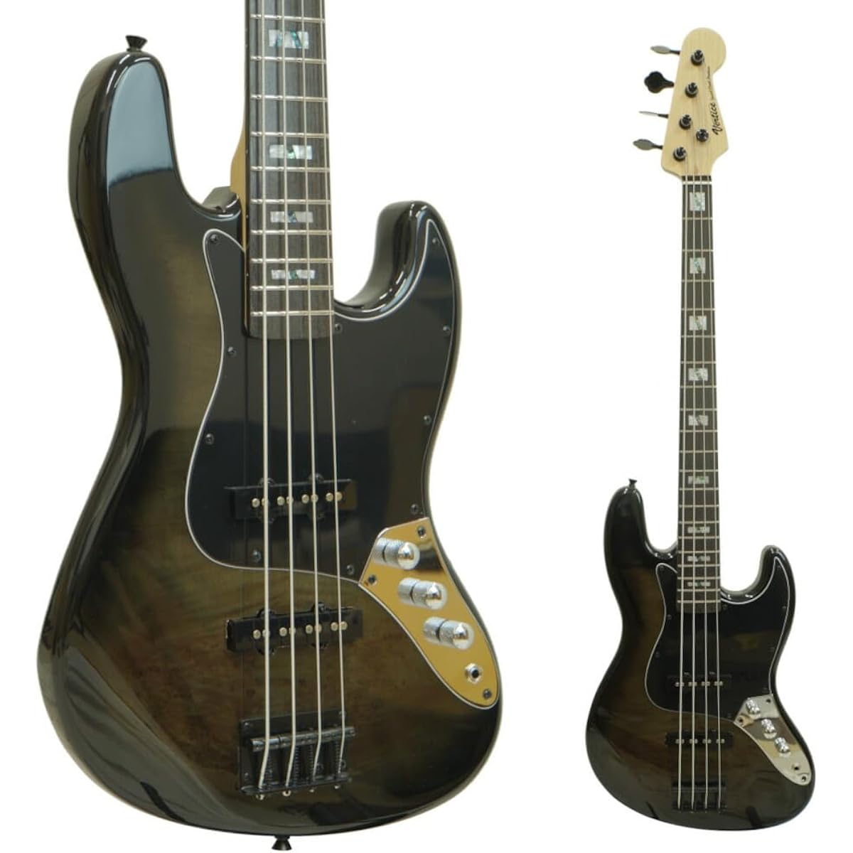 Vertice Electric Bass Jazz Bass Type Stainless Steel Fret Passive Bass Neck/String Height Adjusted VEB-05PJ BLACK SUN BURST
