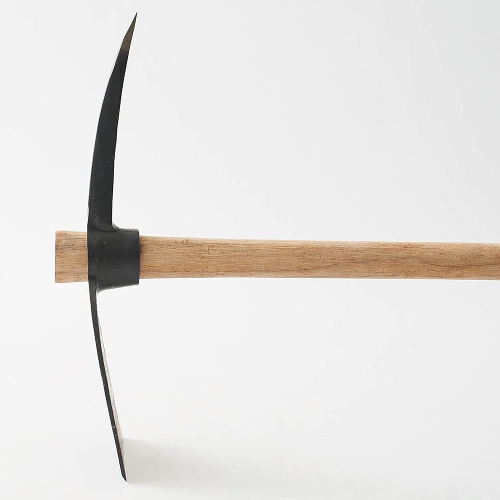 Agurino Kura Yoshiri Cross Hoe Round Hoe 390mm Pickaxe with Pickaxe Soil Breaker For Hard Soil and Clay Root Cutting Wasteland Civil Engineering Pickaxe Field Agriculture