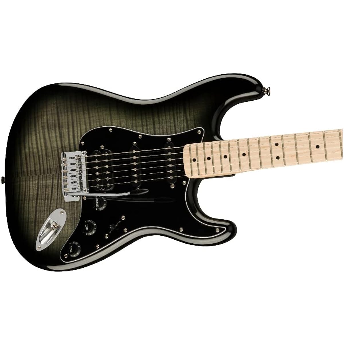 Squier by Fender Electric Guitar Affinity Series™ Stratocaster® FMT HSS, Maple Fingerboard, Black Pickguard, Black Burst with Soft Case