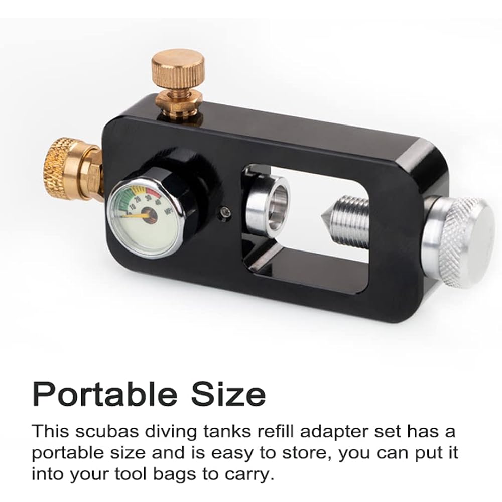 Aomiun Outdoor Easy Install Scuba Diving Tank Refill Adapter Set Practical Outdoor Diving Accessories with Oxygen Cylinder Adapter Pressure Gauge Hose