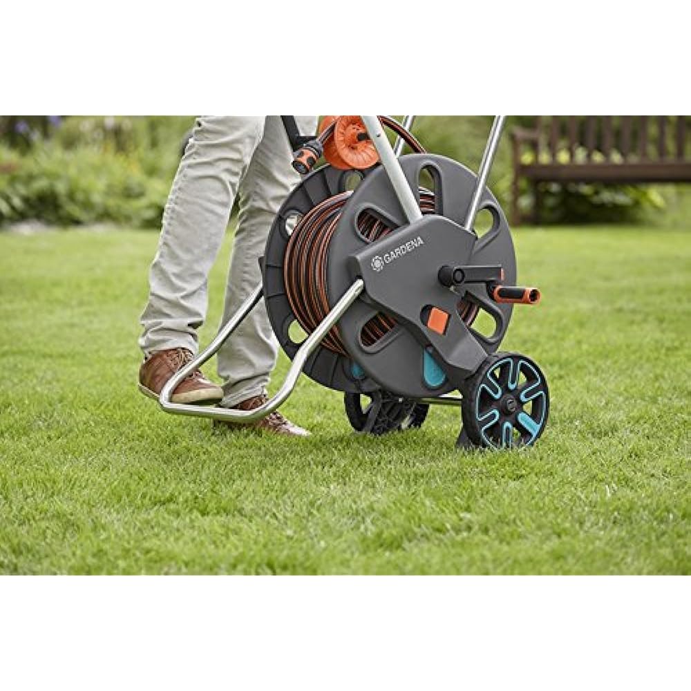 GARDENA Hose Reel Trolley CleverRoll L Easy Equal Winding 18520-20 Made in Germany Gray