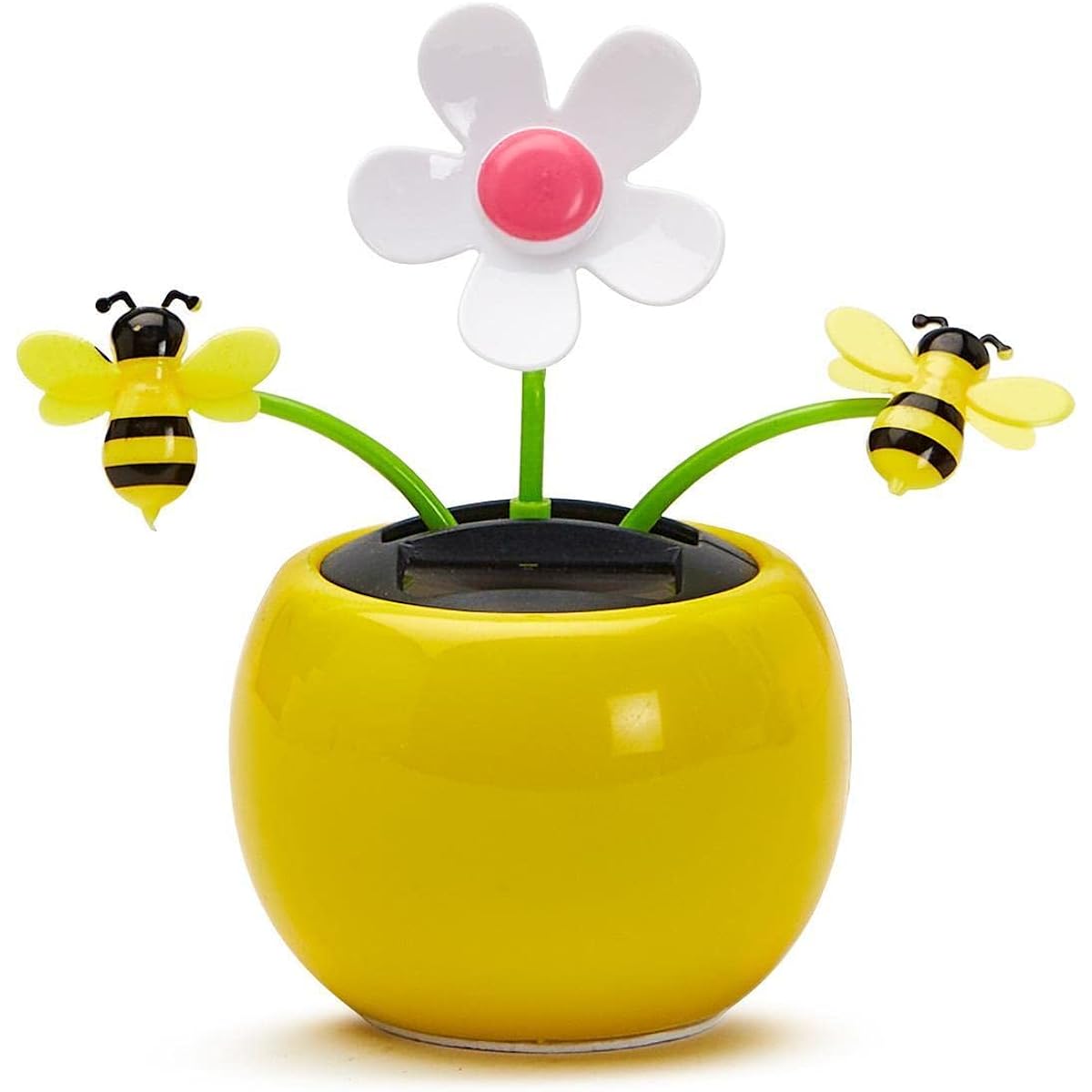 Two's Company Happy Solar Powered Dancing Daisy and Bee Figurine 4.5" Tall Plastic