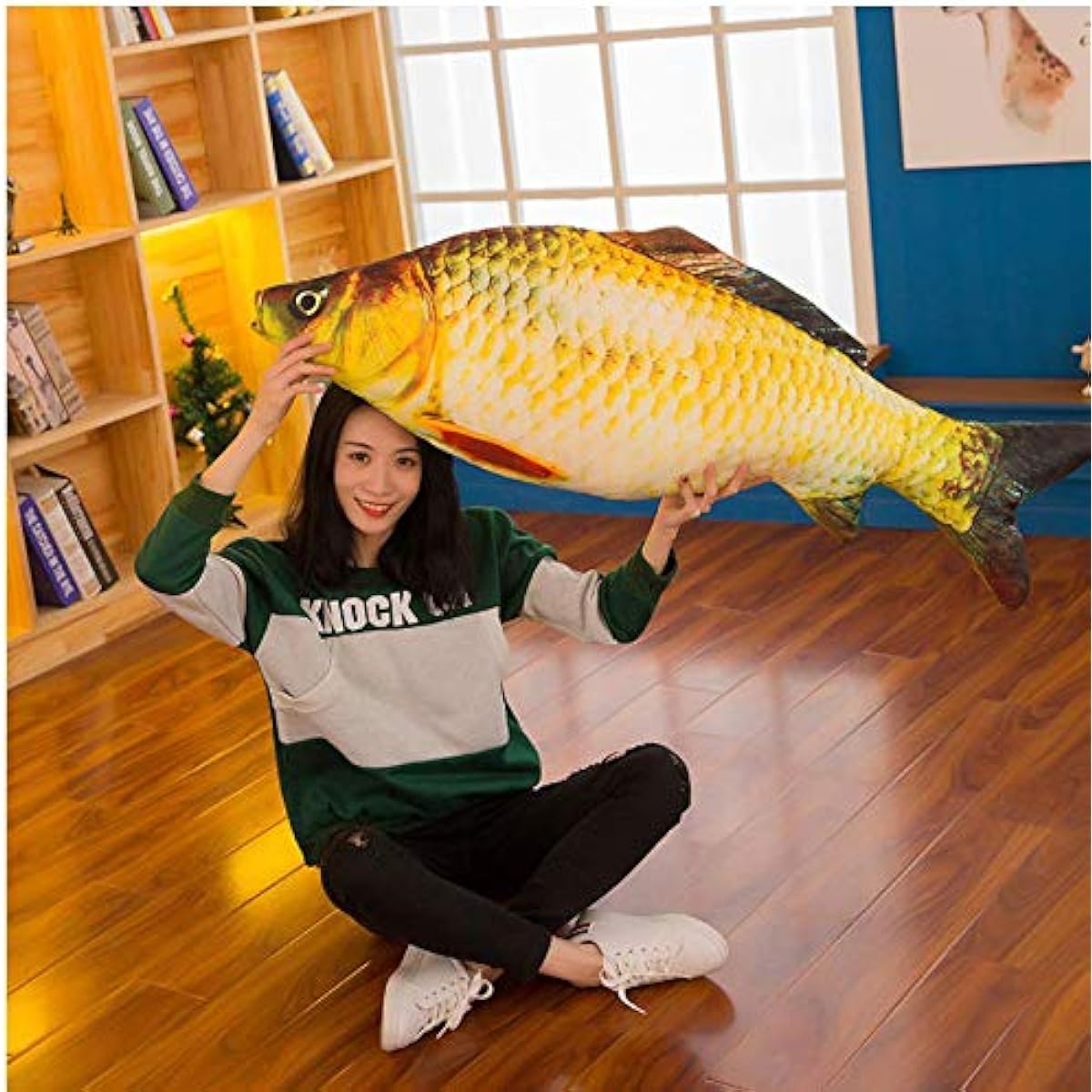 Happy Mother's Day 39 Inch Giant Fish Stuffed Carp Stuffed Pillow Stuffed Animal Soft Fish Cushion Throw Pillow Boys and Girls Room Decoration Perfect Stress Reliever for Women (31 Inch/78cm)