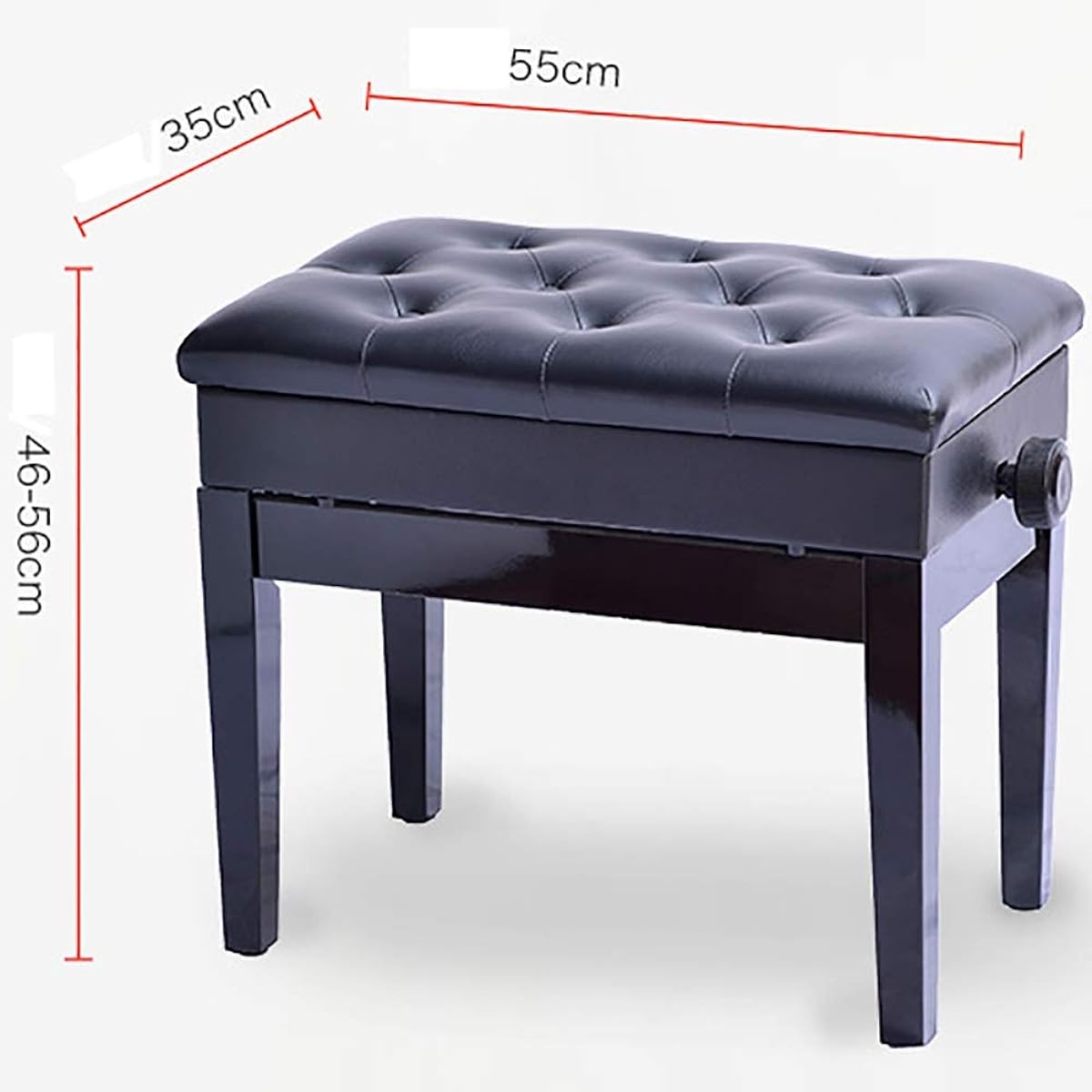 Piano bench Bookshelf lifting piano stool Guzheng stool with piano stool Solid wood single double Piano chair (Color: Teak, Size: 55x35x46cm)