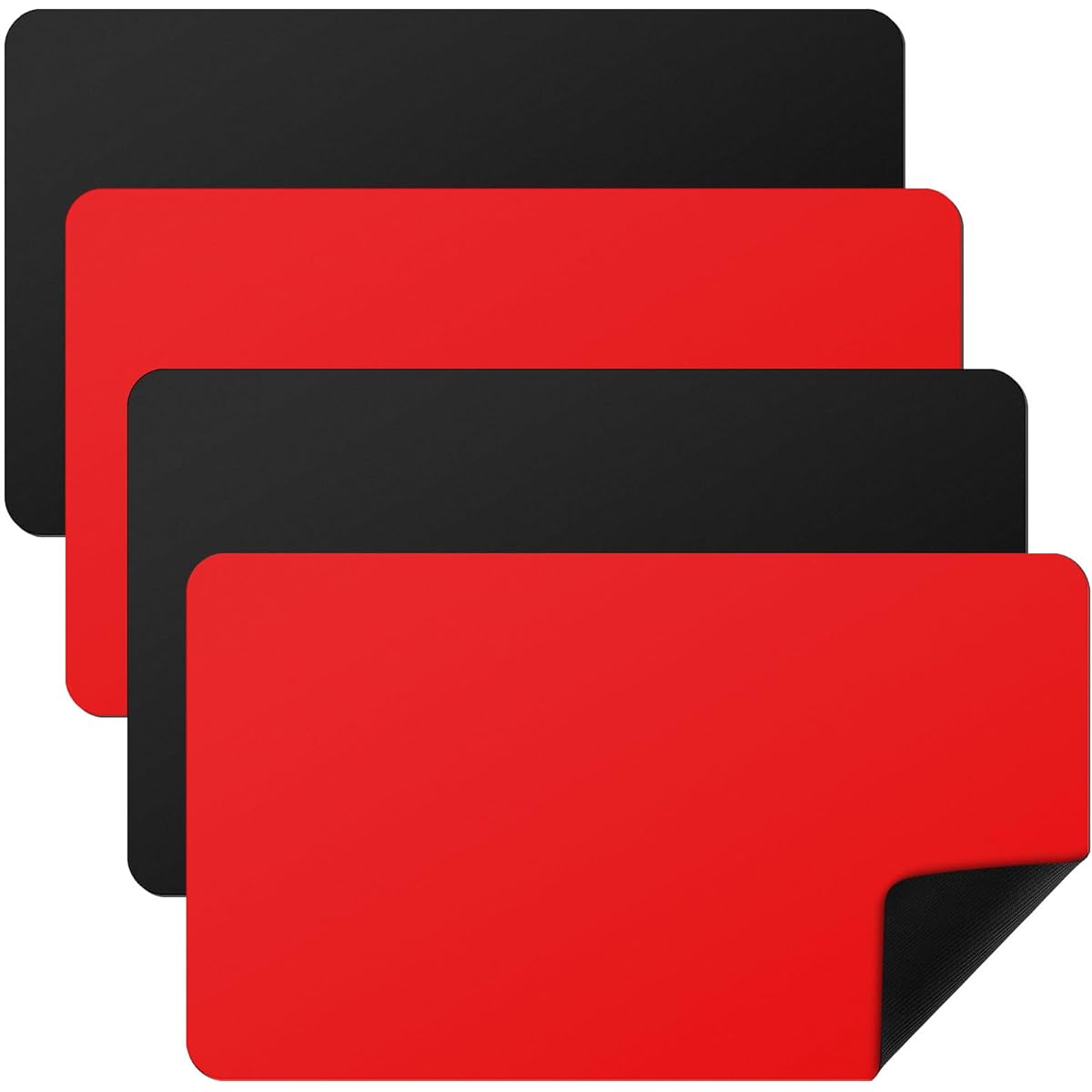 Ecally 4 Card Game Mats 24 x 14 Inch TCG Playmat Table Card Game Mat Smooth Playing Card Mat Red Black