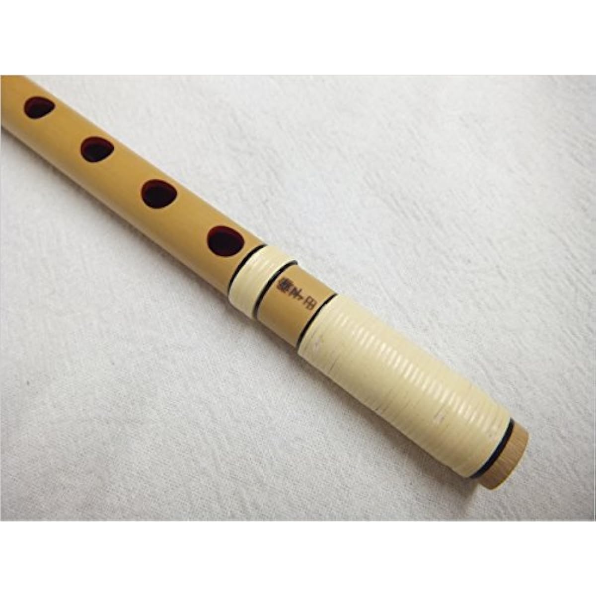 Murasakiyama Shinobue, Shishida, rattan double wrap, interior painted red, 7 holes, 6 pieces, Shinobue bag included