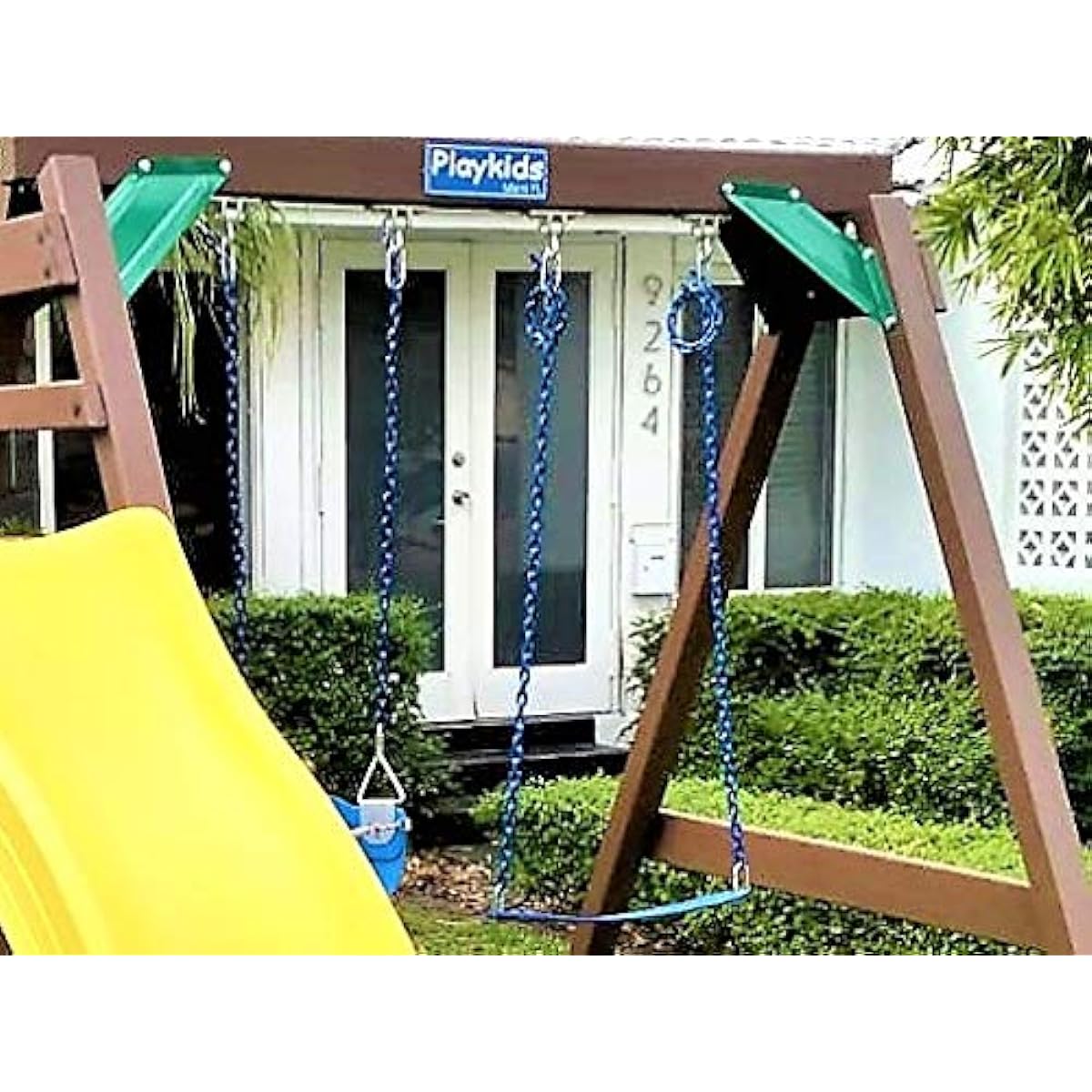 Fully Coated Chain 66" Long x 2 + 4 Free Quick Links Yellow Waterproof Chain for Swingset Seat, Baby Swing, Toddler Swing, Trapeze Bar Playground Equipment Chain, Jungle Gym 2 (1 Pair)