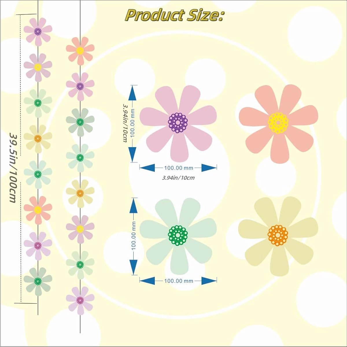 10 Pack Groovy Boho Daisy Birthday Decorations for Girls and Women, Retro Hippie Party Decorations Supplies, Party Banner, Daisy Garland, Hanging Swirls Set, Daisy Cutouts for Baby Birthday Party Gifts, Home, Classroom Decorations (Macaron)