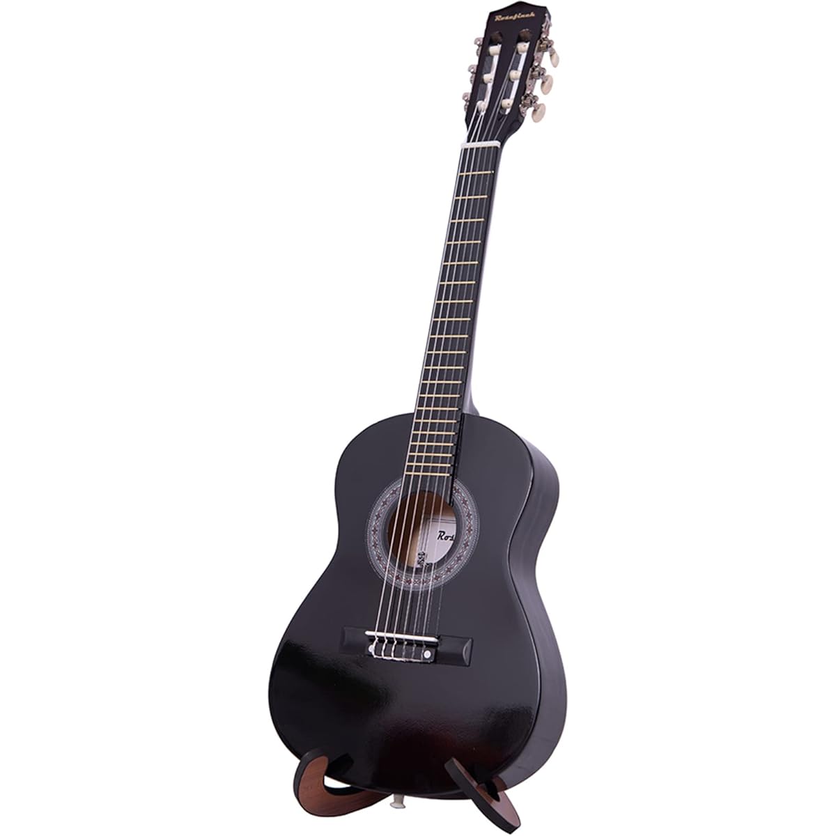 Classical Guitar 1/2 Size Acoustic Guitar 6 Nylon Strings Wooden Guitar Kit for Beginners Kids Students Adults with Bag Tuner Pick Strap String Wipe Cloth (30 Inch Black)