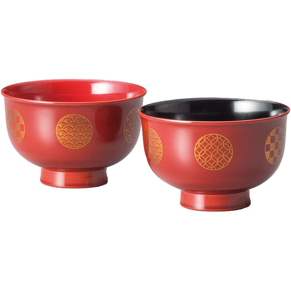 Echizen Lacquerware Komagata Couple Soup Bowl Approx. 11cm Set of 2 Dishwasher Safe Ichimatsu A-13