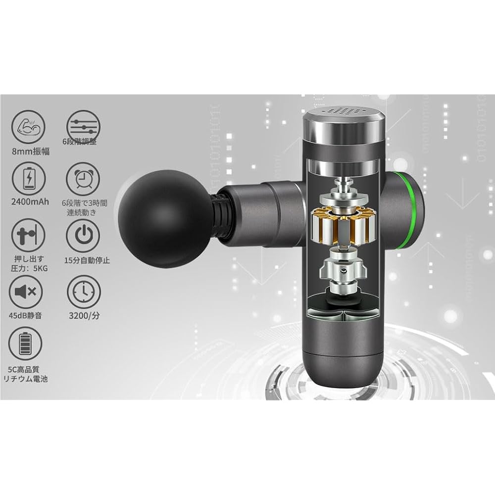 ATION-Fascial Release Gun-Muscle Relaxation-Handigan-Kinmaku Release Gun-8mm Amplitude-6 Attachments-6 Level Adjustment-TypeC Rechargeable-Respect for the Aged Day Celebration Christmas Gift-Portable Quiet Lightweight Convenient Storage Box Included