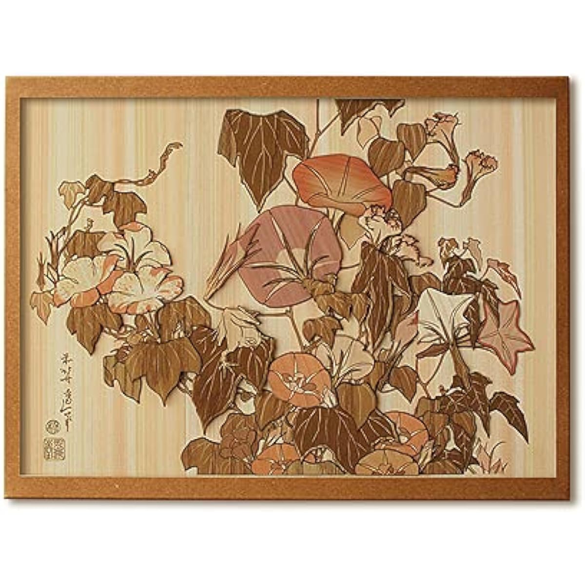 KINOWA "Morning Glory and Frog" Woodcut Painting Original Handmade Kit Ukiyo-e Hokusai Flower and Bird Painting Collection Made in Japan