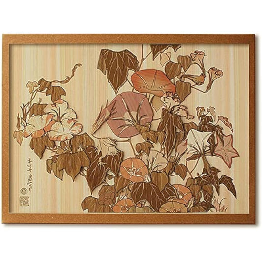 KINOWA "Morning Glory and Frog" Woodcut Painting Original Handmade Kit Ukiyo-e Hokusai Flower and Bird Painting Collection Made in Japan
