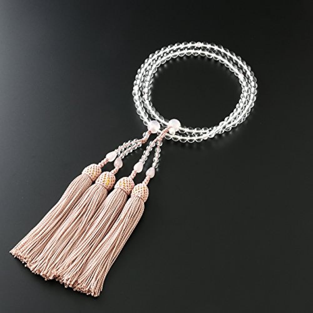 Kyoto Butsudan Hayashi Prayer Beads for Eight Sects (For Eight Sects) Genuine Crystal with Rose Quartz (For Women) Official Ceremony [Bead Bag Set] SW-082 Kyoto Prayer Beads