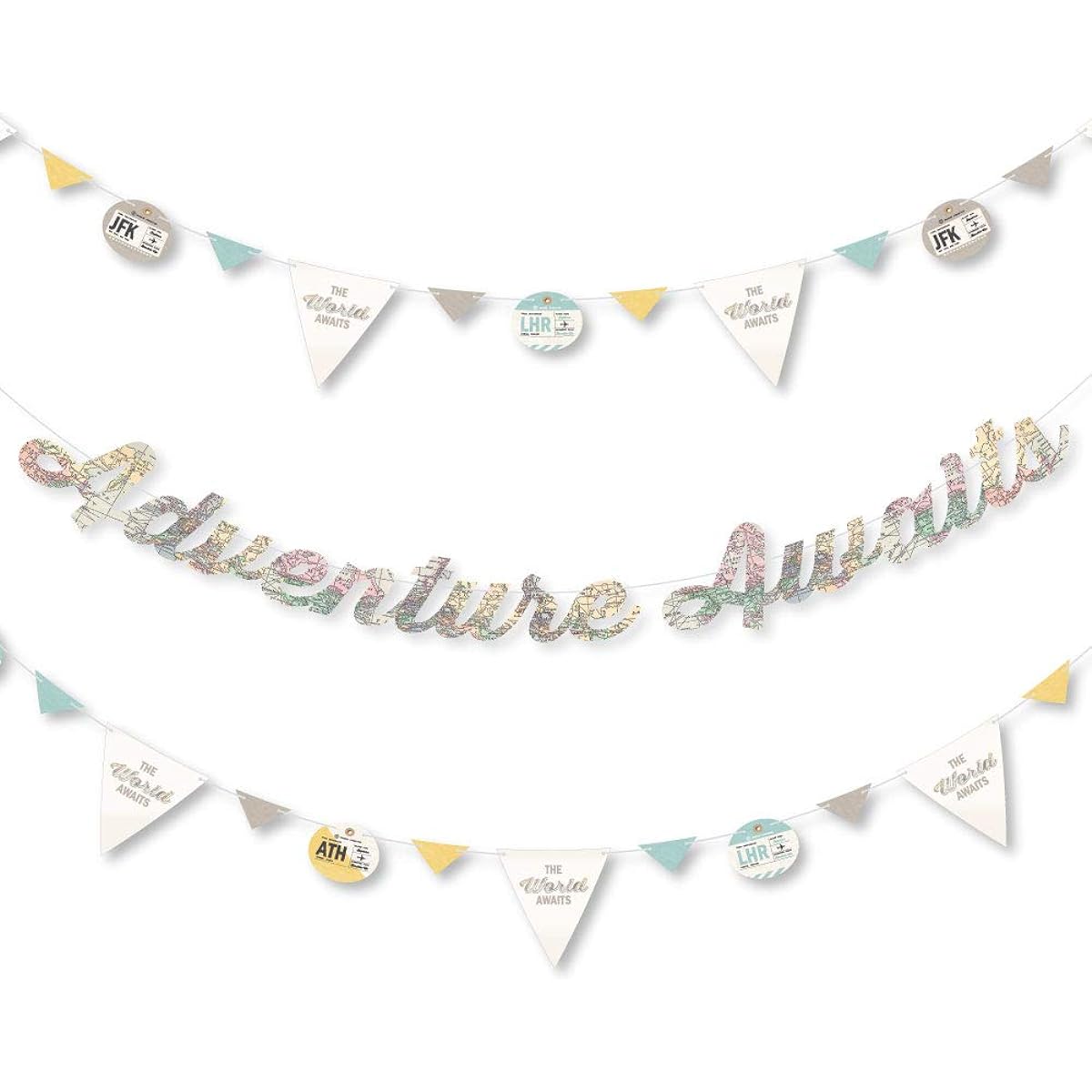 Big Dot of Happiness World Awaits - Travel Theme Party Letter Banner Decor - 36 Banner Cutouts and Adventure Awaits Banner Letters
