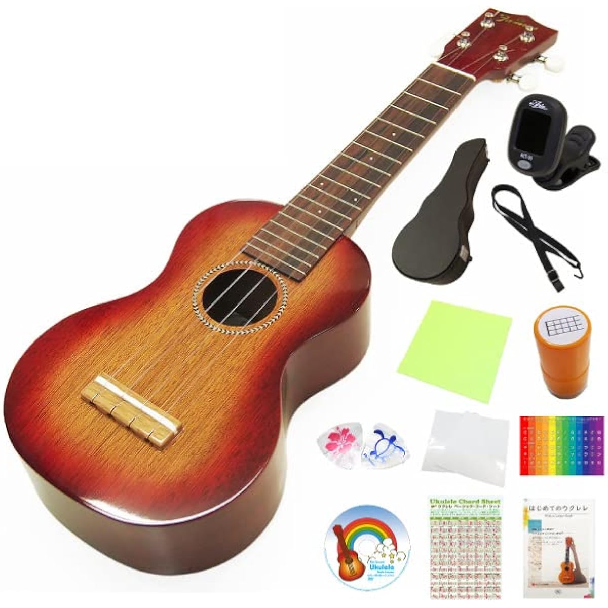 Famous Japanese Ukulele FS-7G Soprano Special 12-piece Set with Hard Case Soprano Mahogany High Gloss (Reliable Made in Japan) (Sweet Tone) (u)