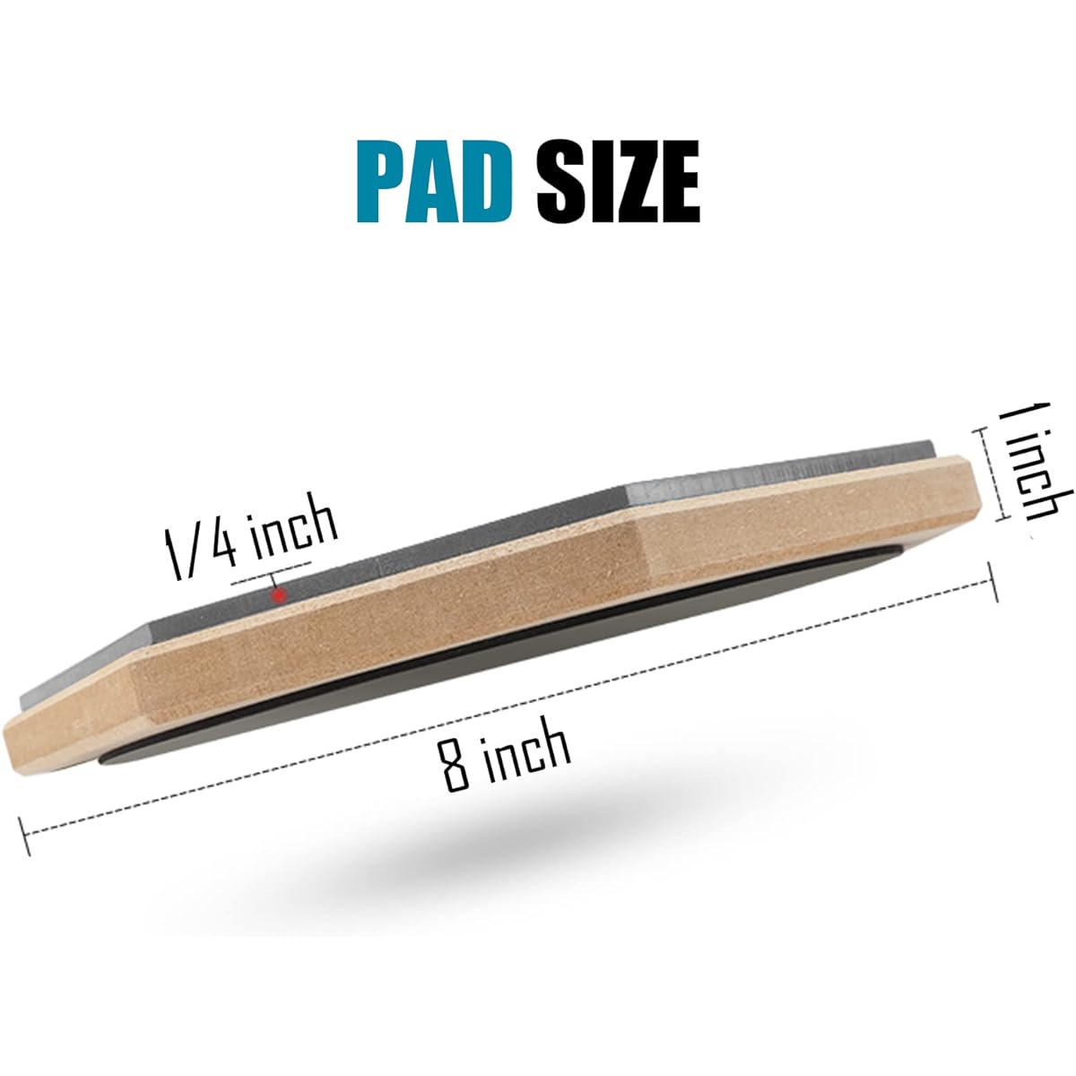 GLEAM Drum Practice Pad 8 inch - Silicone surface, maple base sponge back (one side)