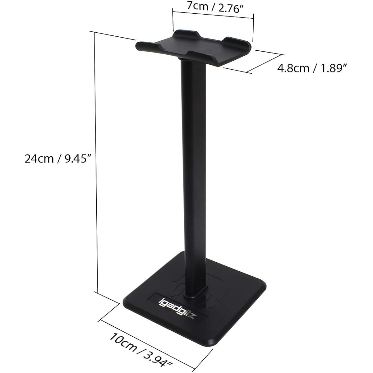 iGadgitz U6978 Universal Headphone Stand Aluminum Alloy Headphone Holder Stand for Home Office Game Room Bedroom Studio Black