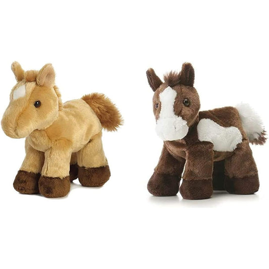 Aurora Paint Plush Horse & Prancer Red Lawn Horse Mini Flopsy 8" Bundle