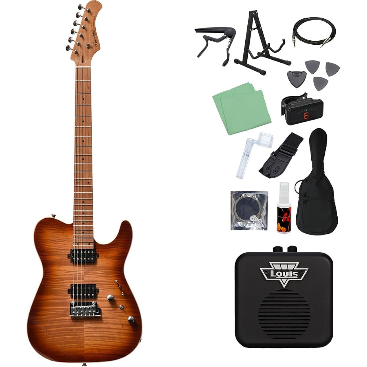 Bacchus TAC24 FMH-RSM/M N-BR-B Electric Guitar Beginner 14-piece Set [With Mini Amplifier] Telecaster Type Universe Series Bacchus