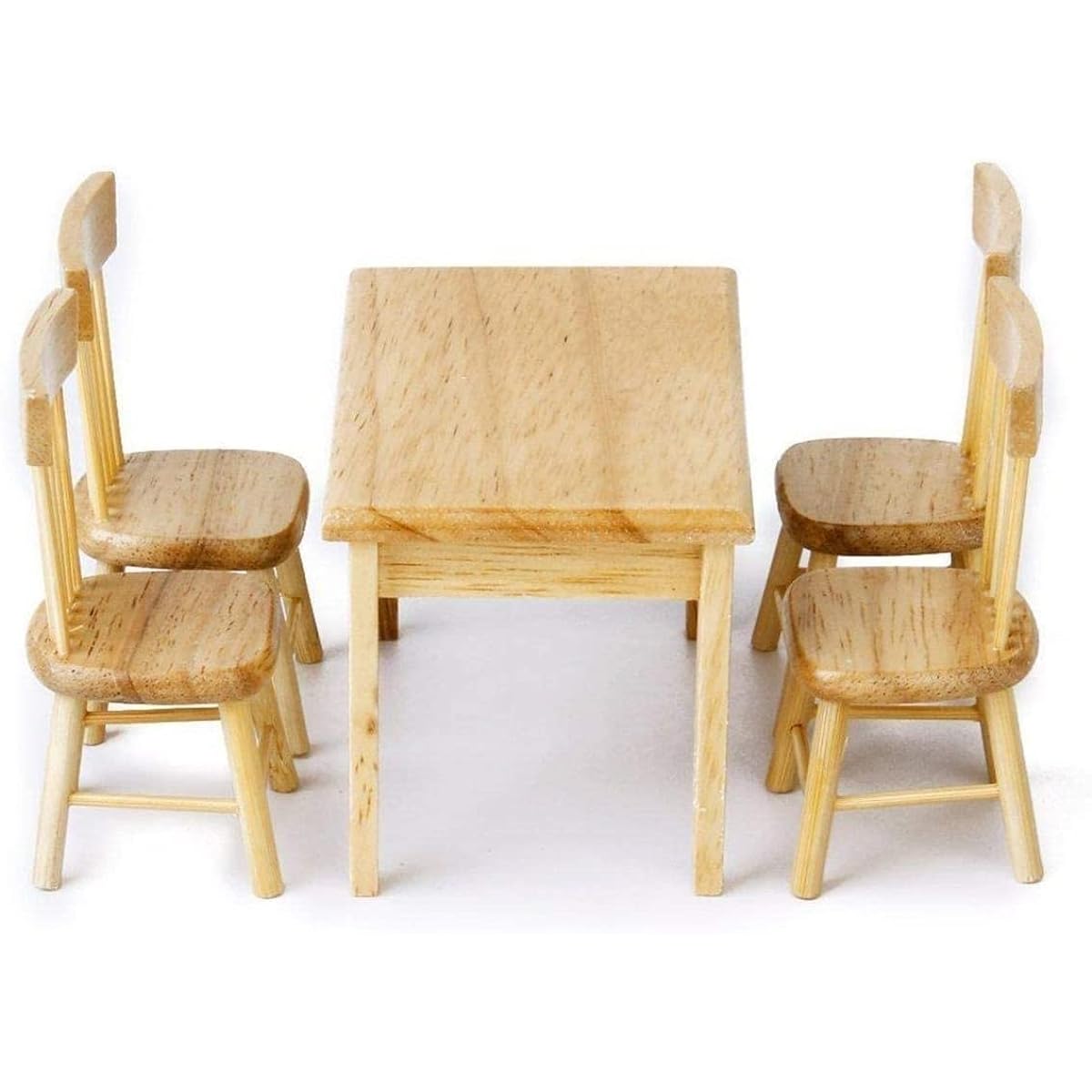 Dollhouse Miniature Dining Table Chair Set 1 12 Scale Dollhouse Furniture 5 Pieces Model Hobby Gifts (Wooden)