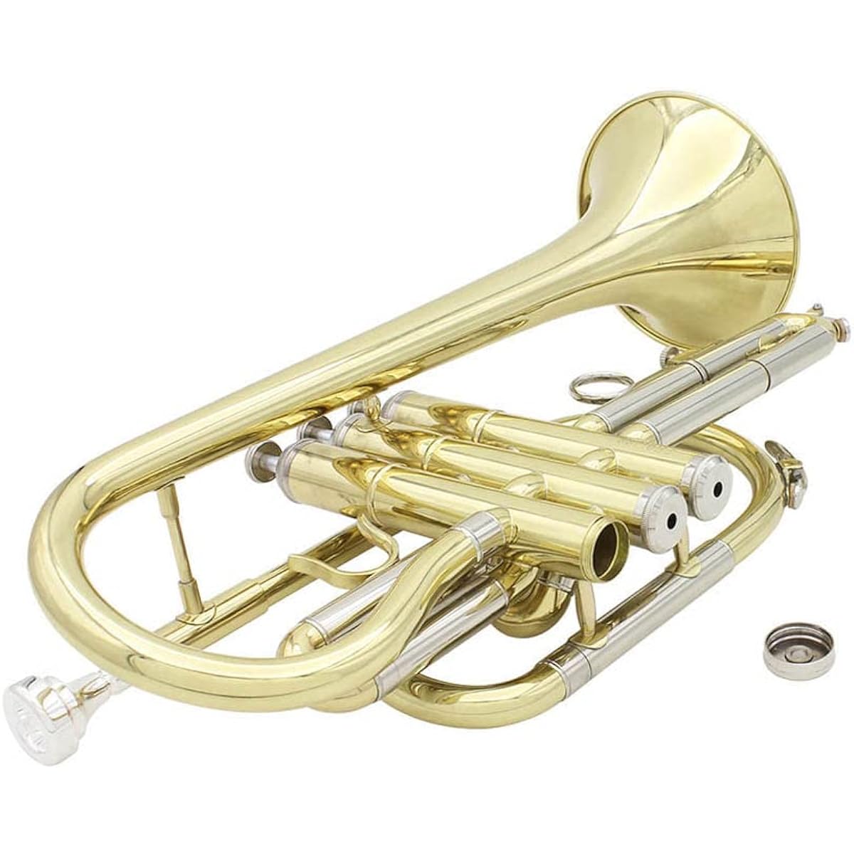 Sasuori Bb Flat Cornet Brass Instrument with Carrying Case, Gloves, Cleaning Cloth Brush