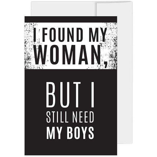 Andaz Press Groomsmen Proposal Cards with Envelopes, Set of 16 I Found My Woman But I Still Need My Boys Proposal Cards, 10 Groomsmen, 3 Best Man, 3 Ring Bearer, 4 x 6 Inch Cards