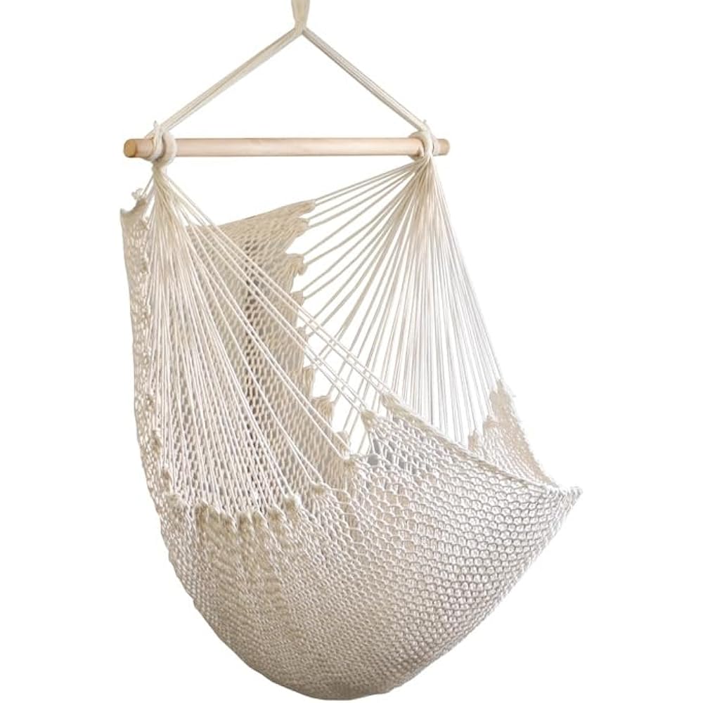 TOCOTABI Cradle of Bliss Chair Hammock for 1 Person Cotton Hanging Nylon Belt Steel Carabiner (Length 90cm, Adjustable Belt Length)