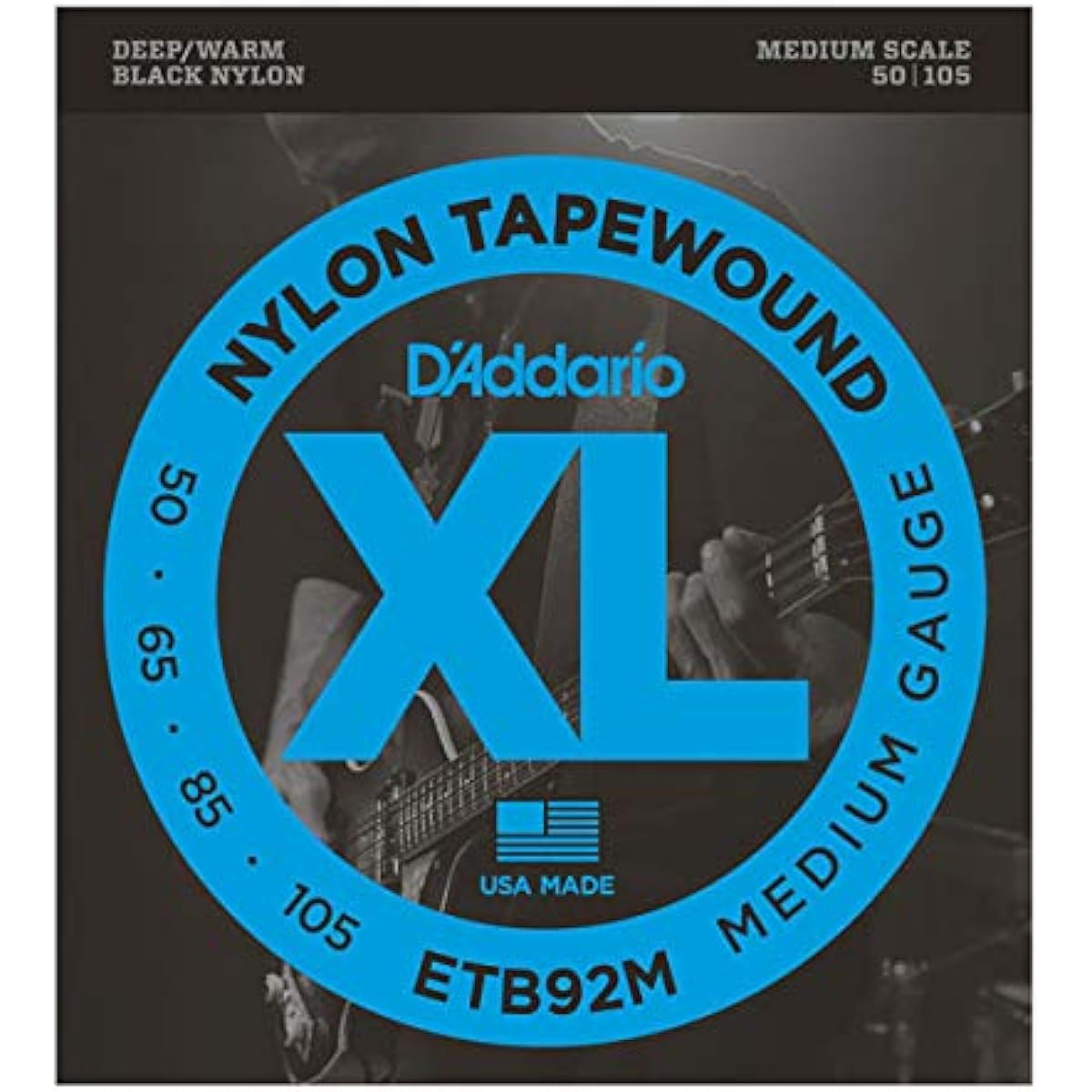 DADDARIO Bass Strings ETB92M Black Nylon Tapewound Bass Medium 50-105 Medium