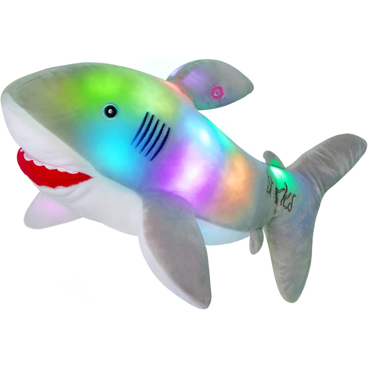 Bstaofy LED Shark Stuffed Animal Glow Blush Ocean Species Toy Night Light for Kids Birthday 20 Inch (Grey)