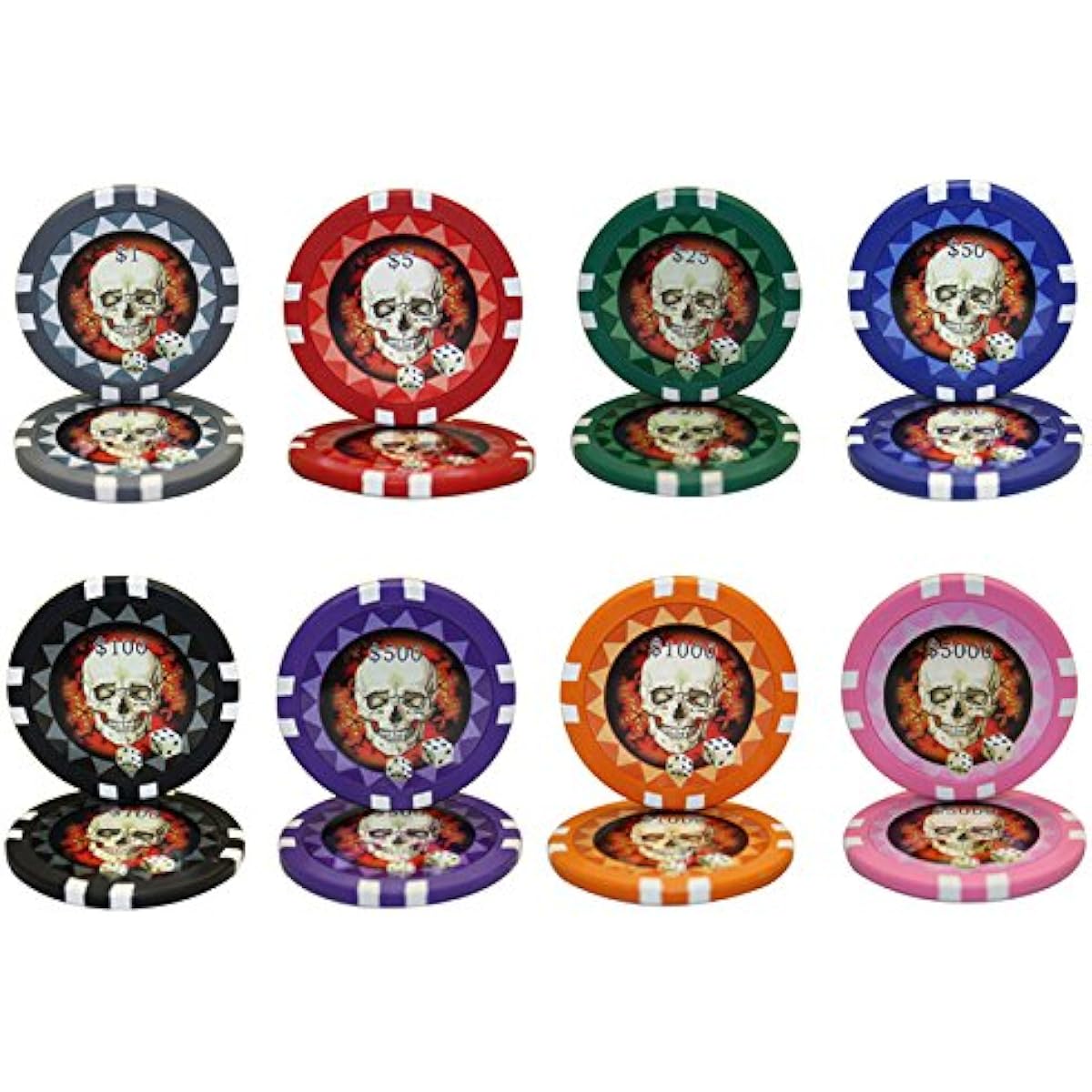 13.5g Skull Poker Chip Set Acrylic Case Custom Build