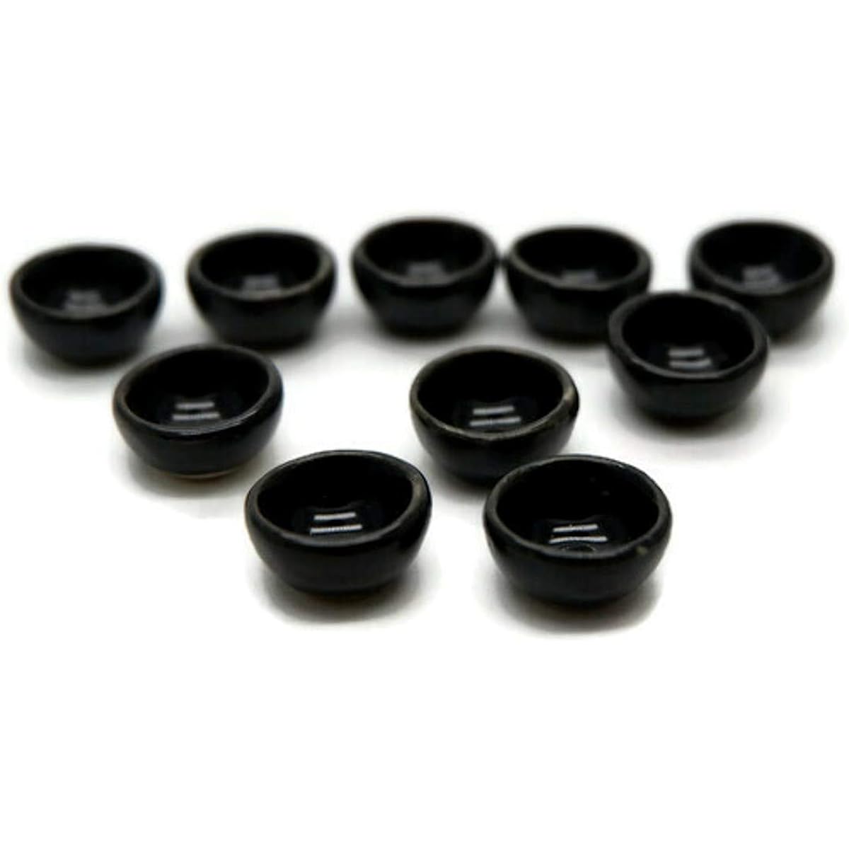 1shopforyou Black Round Bowl Dollhouse Miniature Ceramic 10x10mm 10pcs