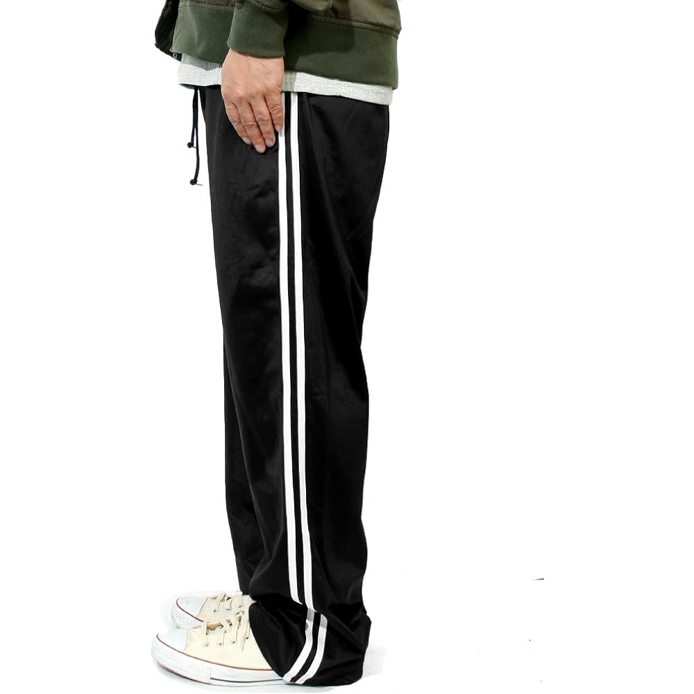[One Colors] Men's Jersey Pants, Large Size, 2 Lines, Stretch Sports, Running Wear, Track Pants