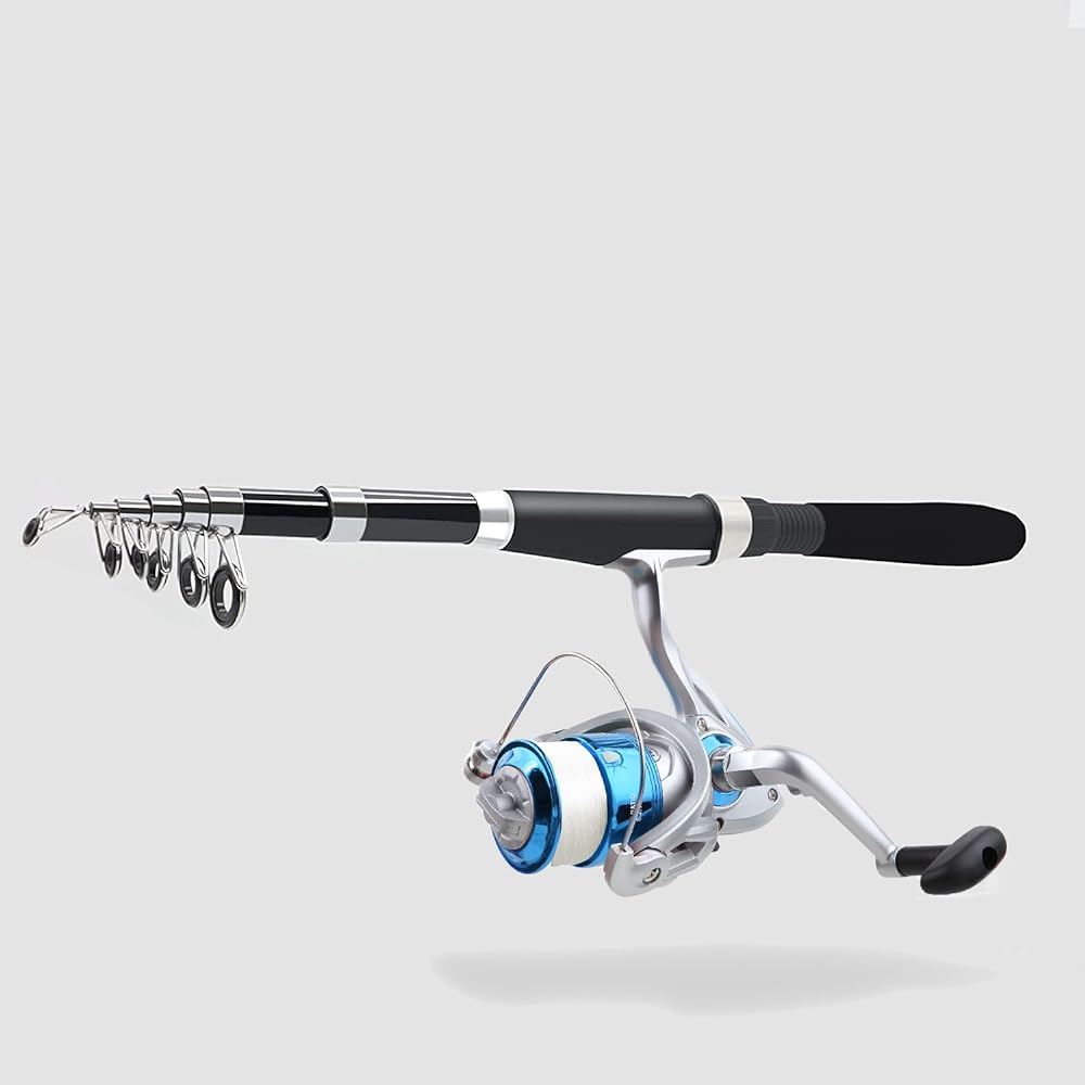 Fishing Set, Beginner, 2 2.1M Fishing Rod Set, Fishing, Sea Fishing Set, Compact Rod, Introductory Set, Spinning Reel, Carbon Rod, Portable, Lightweight, Includes Lure Set, Storage Bag Included