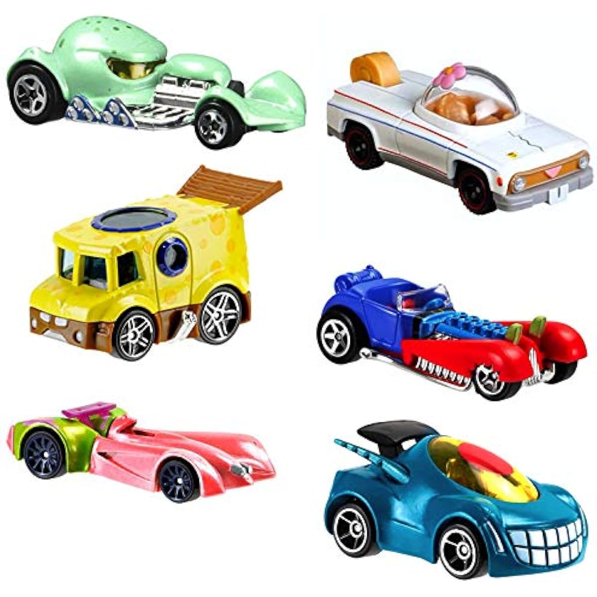 Underwater Wheels Spongebob Character Squarepants 6-Pack Car Bundle + Spongebob Yellow Bubble Van / Patrick Star / Squidward / Mr. Krabs / Plankton / Sandy Cheeks Racer Die-Cast 6 Items Bundle