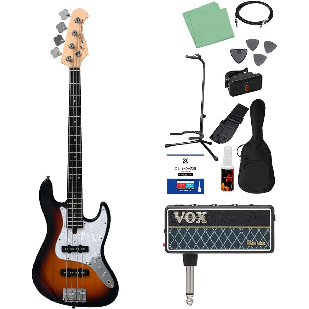 Bacchus WJB-Mini 3TS Bass Beginner 12-piece Set [with amPlug] Jazz Bass Type Mini Size Bacchus